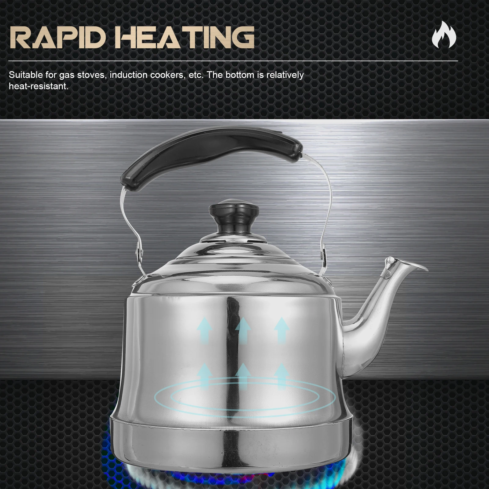 

Stainless Steel Kettle Whistling Teapot Water Boiling Pot for Gas Stove Induction Cooker Heat Resistant Comfortable Grip