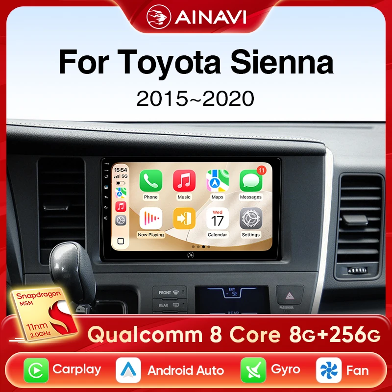 

Ainavi Car Radio For Toyota Sienna XL30 2015 2016 2017 2018 2019 2020 Wireless Carplay Android Auto Car Multimedia Player 2 Din