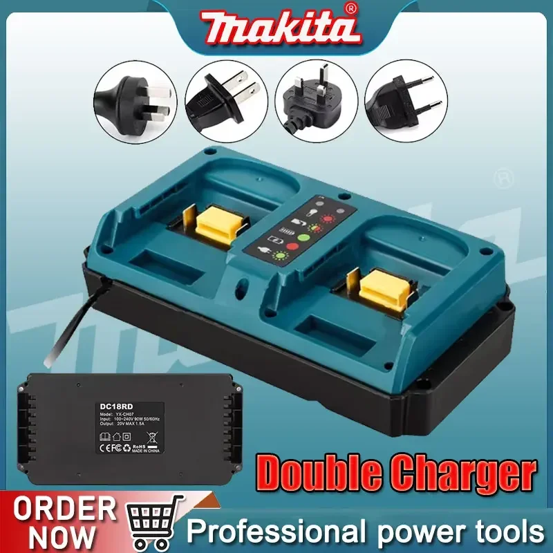 

Двойное зарядное устройство Makita с вилкой EU/US, замена для оригинального зарядного устройства Makita 18V Li-ion, для аккумуляторов 18V BL1815 BL1820 BL1830, быстрое зарядное устройство.