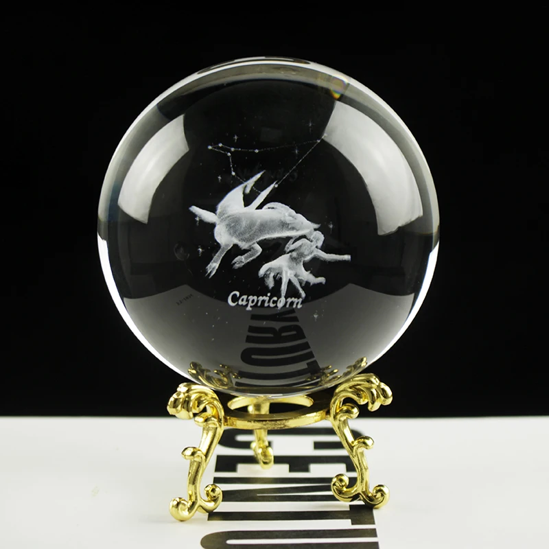 60mm 3D Zodiac Sign Star Glass Ball Ornament 12 Constellations Crystal Ball Birthday Gifts Home Decoration