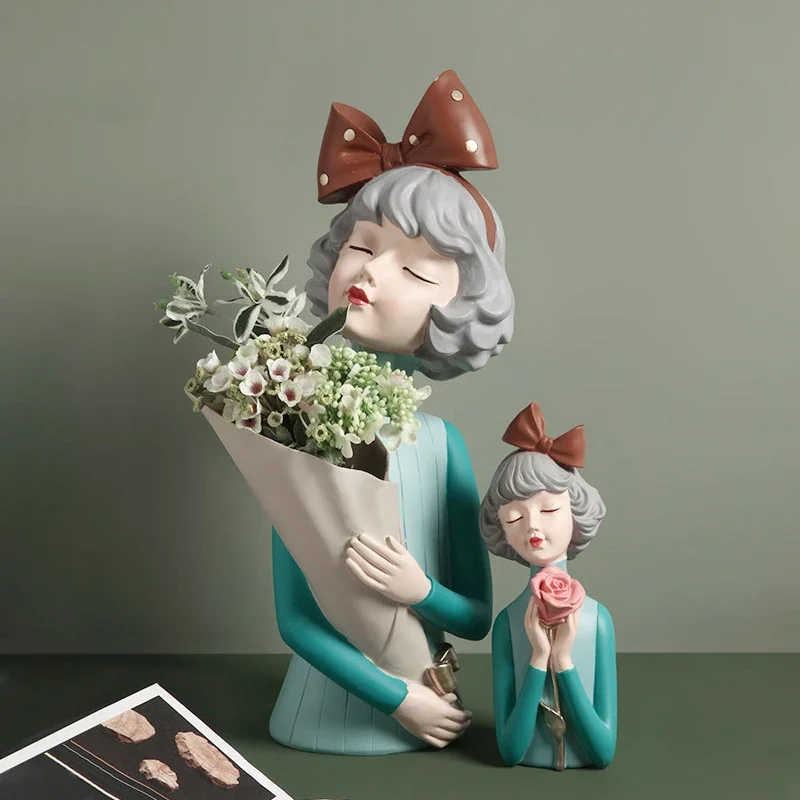 

Home Decoration Sculpture Beautiful Girl Vase Table Decoration Modern Nordic Style Living Room Decoration Figurines