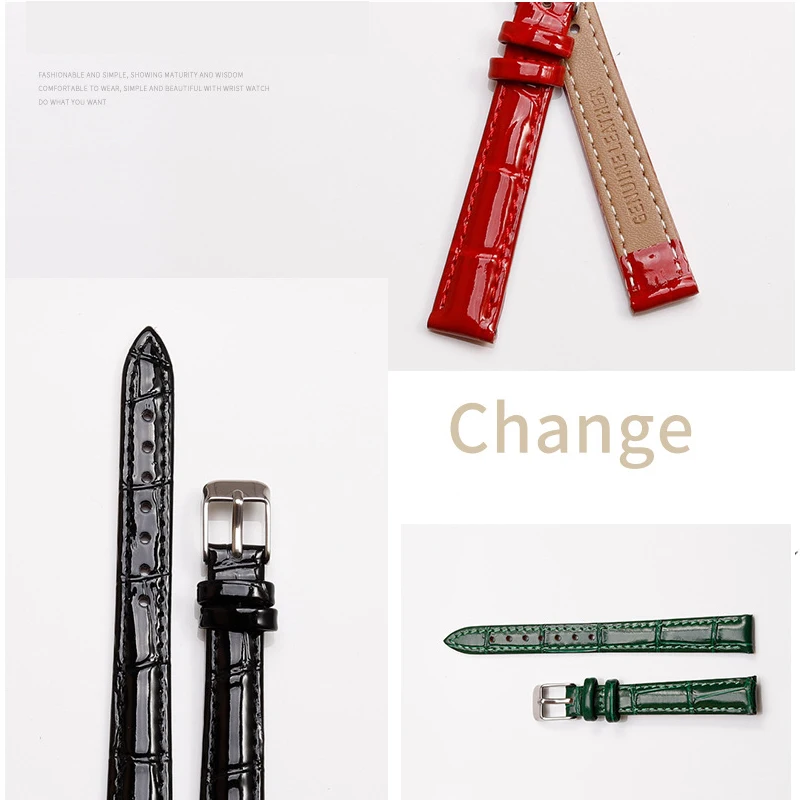 *high quality* Leather Watch strap 10mm 12mm 14mm 16mm 18mm 20mm bright Watch Band For Women watch strap shining