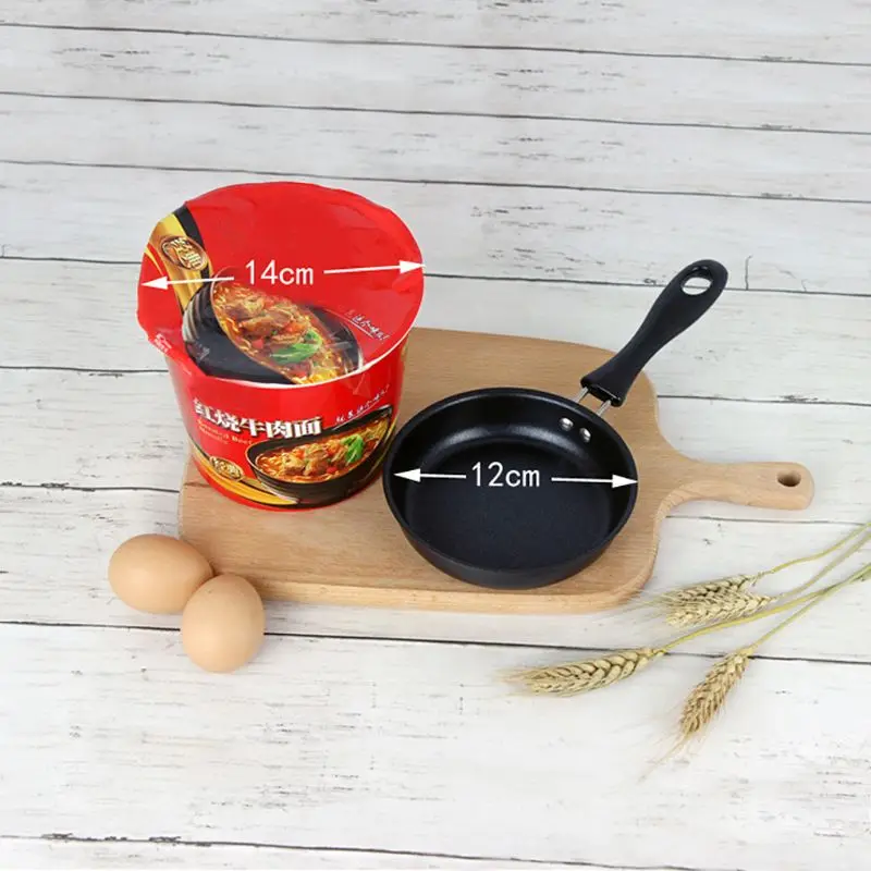 KX4B Mini Cooking Pan Non-Stick Iron Frying Pan for DuPont Coating Portable Long Hand