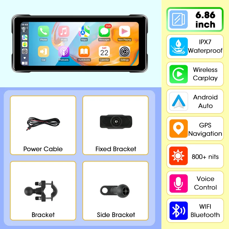 Srnubi Motorcycle Carplay Android Auto IP67 Waterdichte Digitale Motorfiets Dashboard Scherm GPS Navigatie Motobike Accessoires
