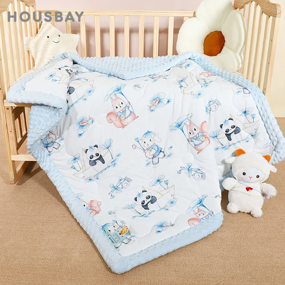 

Kids Quilt 120*150Cm Kindergarten Napping Blanket Cartoon Printed Doudou Soft Feeling High Quality Cotton Comforter Bedding