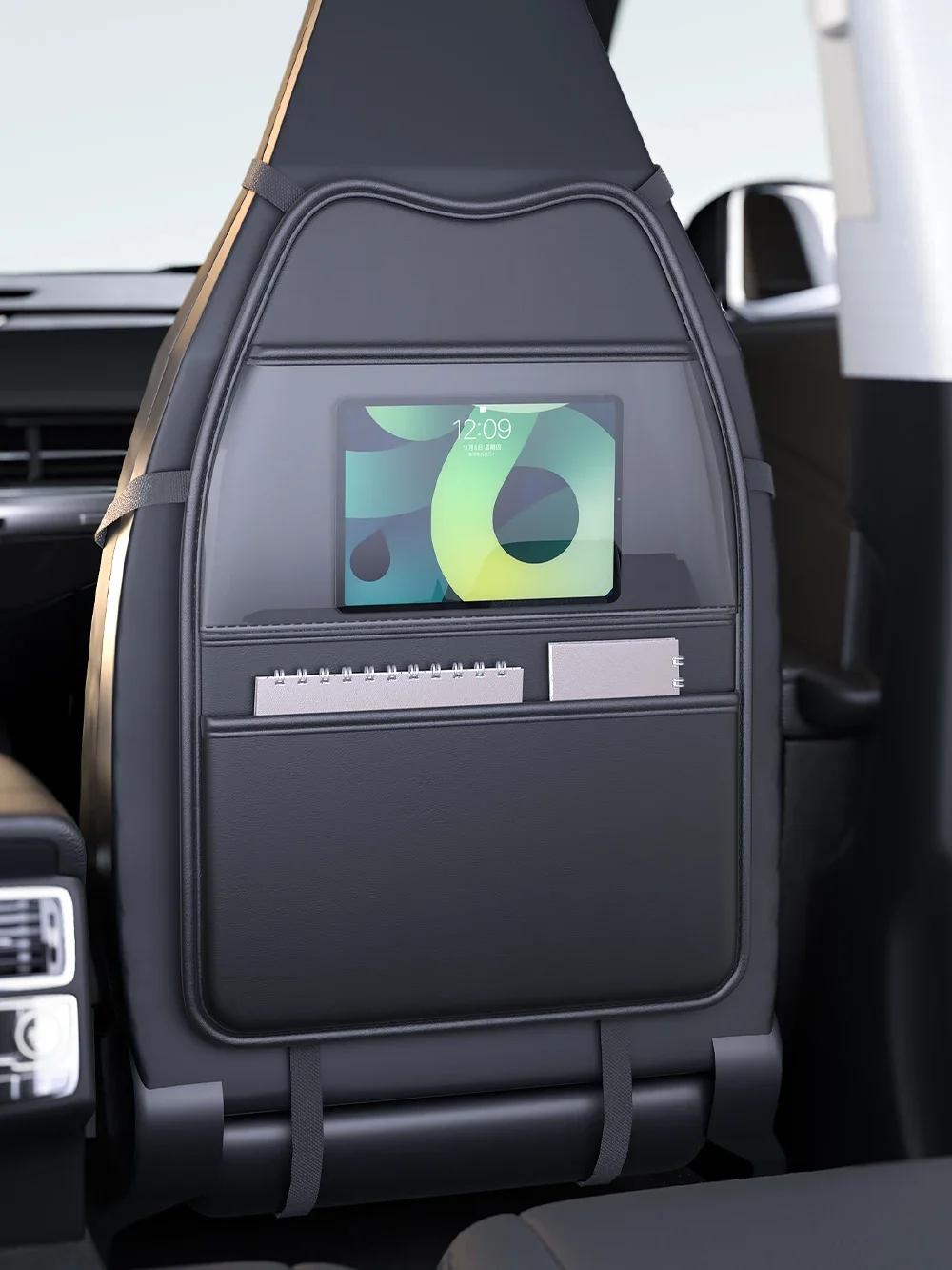 Autositz-Kick-Proof-Pad mit Taschen, PU-Leder, Schutzabdeckung für die Rückenlehne des Autositzes, multifunktionaler Tablet-Halter für Kinder – Detail 4
