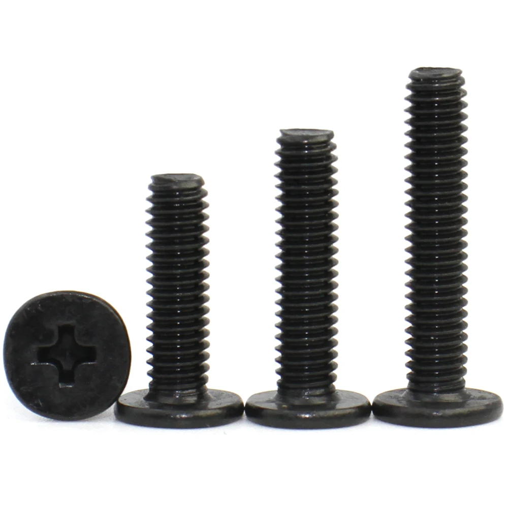 M1.6 M2 M2.5 M3 M4 M5 M6 2mm-40mm Black 304 Stainless Steel Phillips Ultra Thin Flat Screw Bolt For Laptop 5/10/25pcs