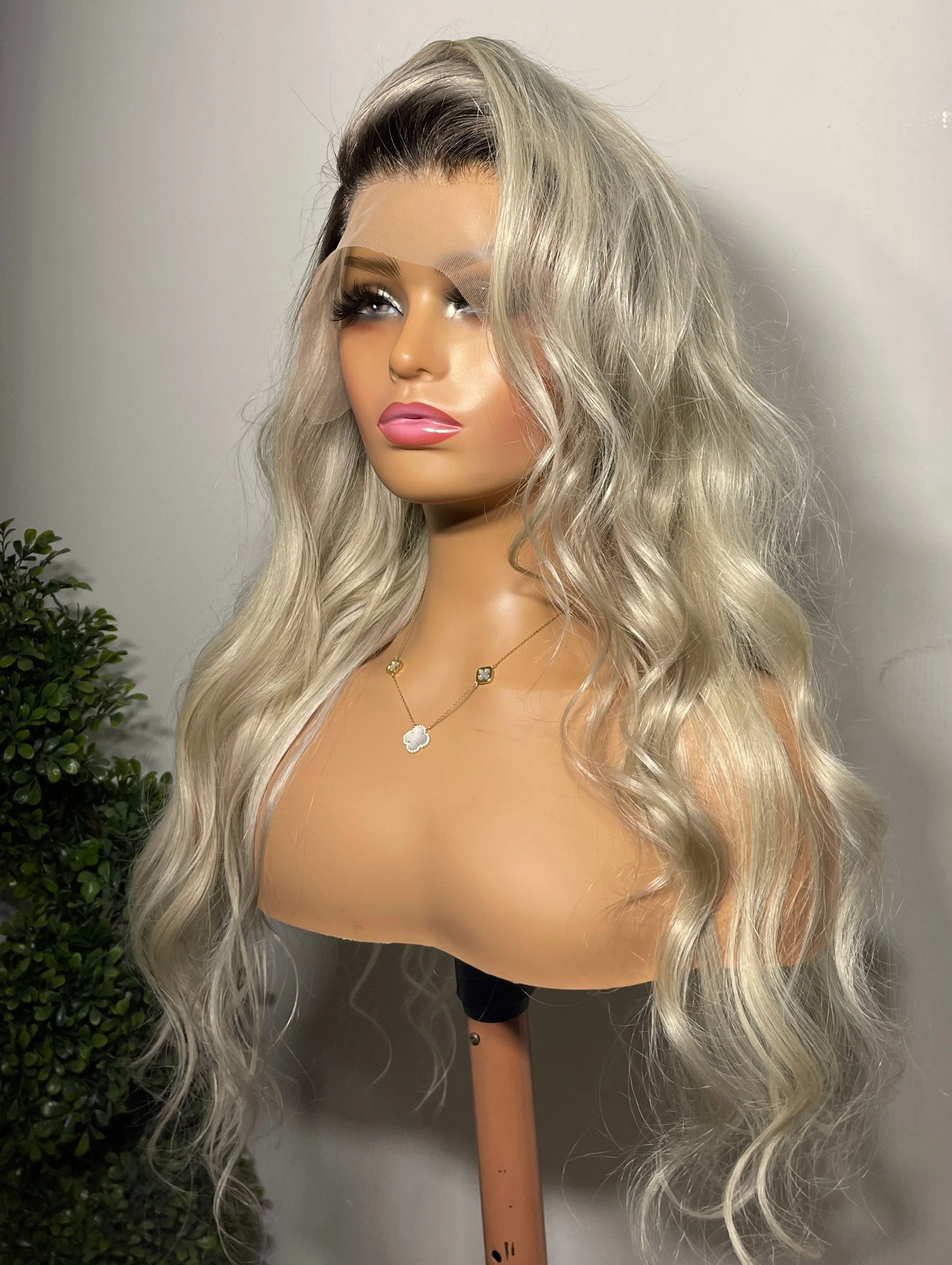 100% human hair wigs Highlight 13x4 Lace Front Wig  Ash White Blonde Natural Wave Brazilian Full Virgin Transparent  For Women