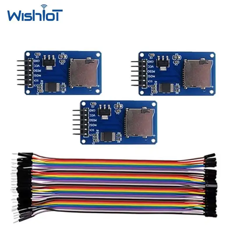Micro SD Card Module with 40P Dupont Cables for Arduino ESP32 Raspberry Pi SPI Interface TF Reader/Writer Storage Board DIY