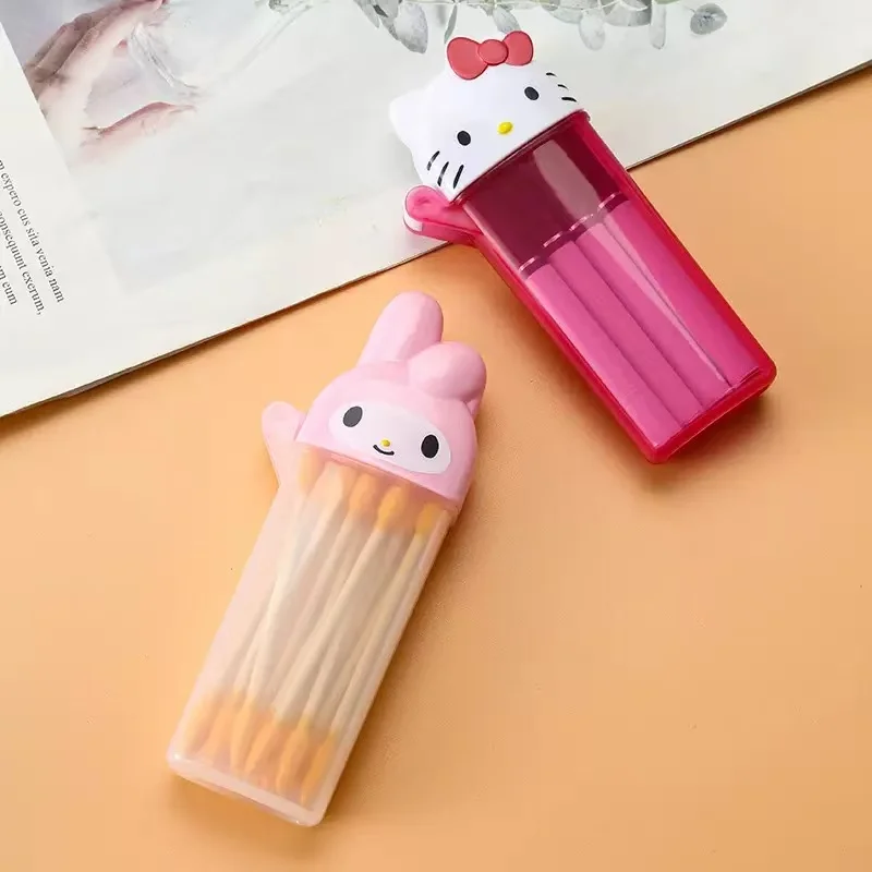 

New Hello Kitty, Melody Kitty, Cute Girl Heart, Portable Travel and Home Cotton Sticks, Cotton Stick Storage Box, Storage Tube