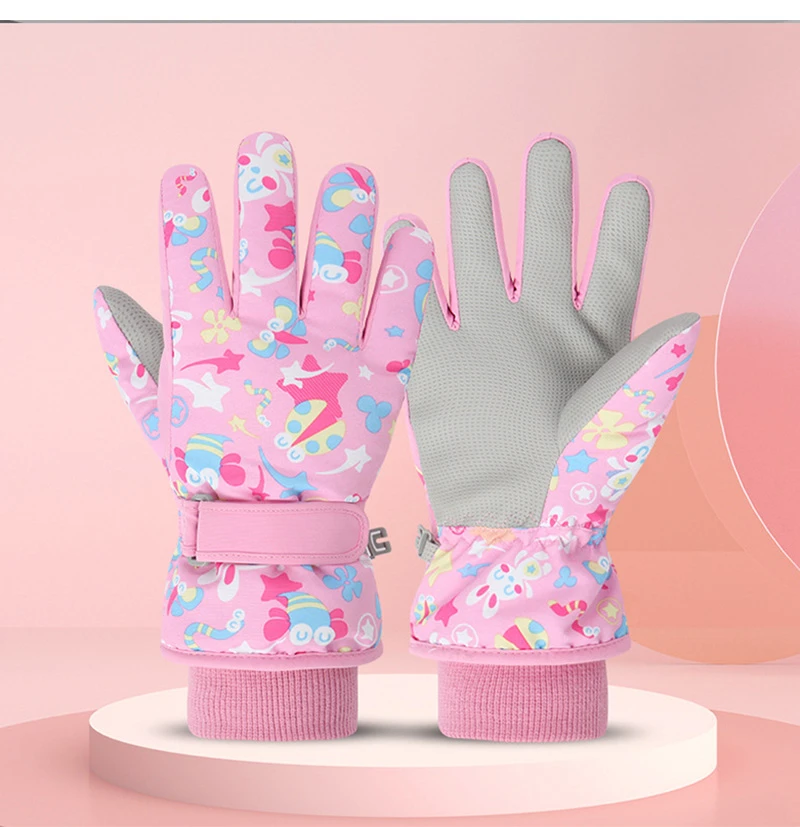 Hohe Qualität Kinder Kinder Ski Handschuhe Winter Snowboard Schnee Warme Handschuh Jungen Mädchen Wasserdicht Verdicken Fäustlinge Halten Finger Warm – Detail 7
