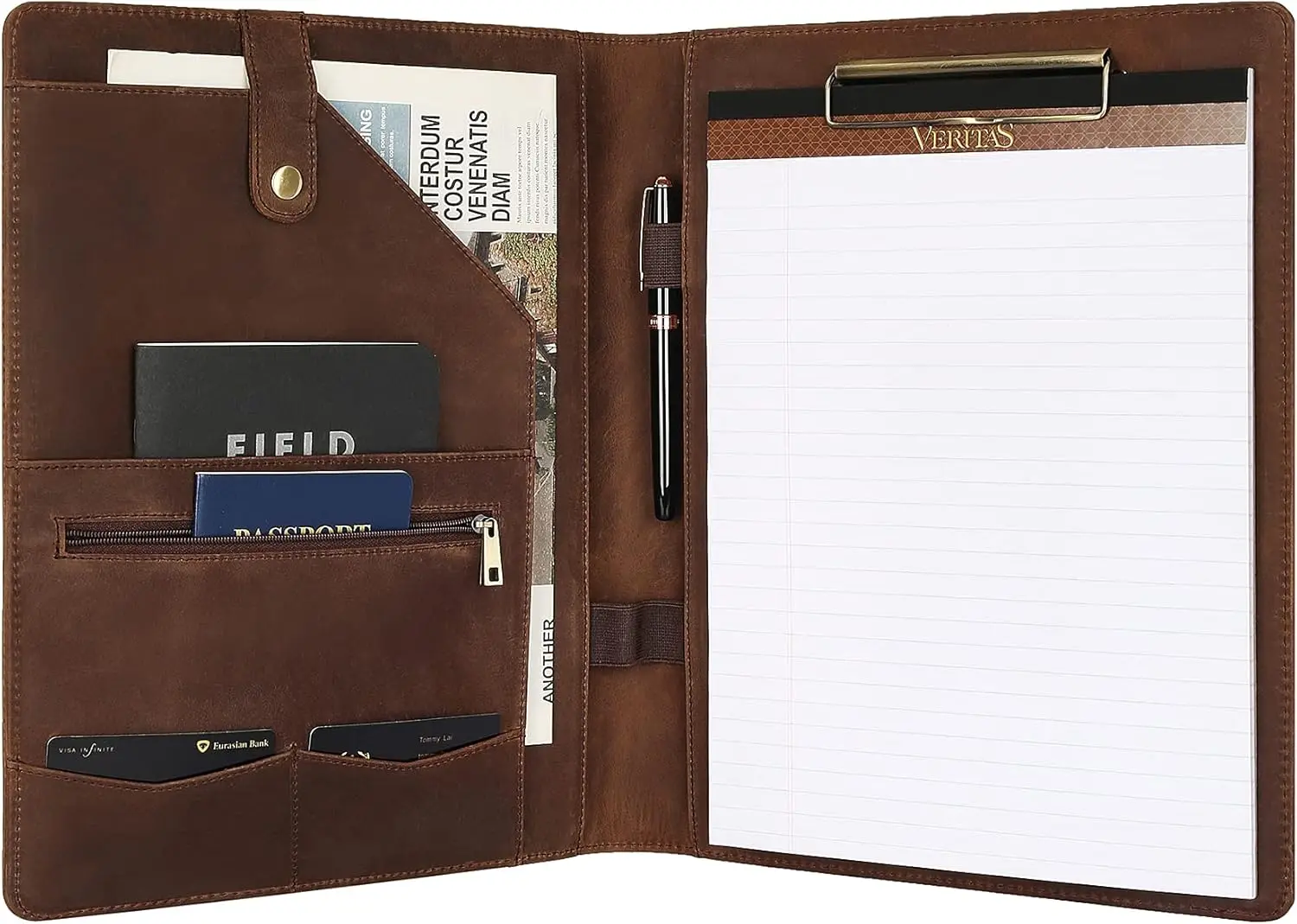 

Custom Engraved Leather Portfolio for Men, Personalized Clipboard Binder Padfolio, Christmas Gift (Khaki-Standard)