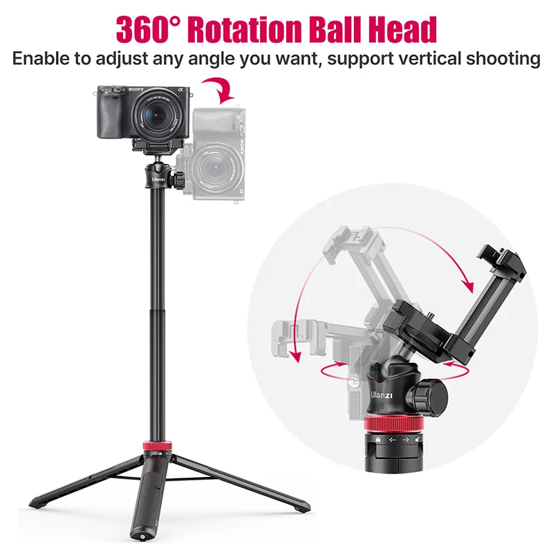 Ulanzi MT-44 57.6 Inch Extendable Livebroadcast Tripod Stand with Phone Mount Holder for DSlR SLR Camera Gopro Smartphone Vlog