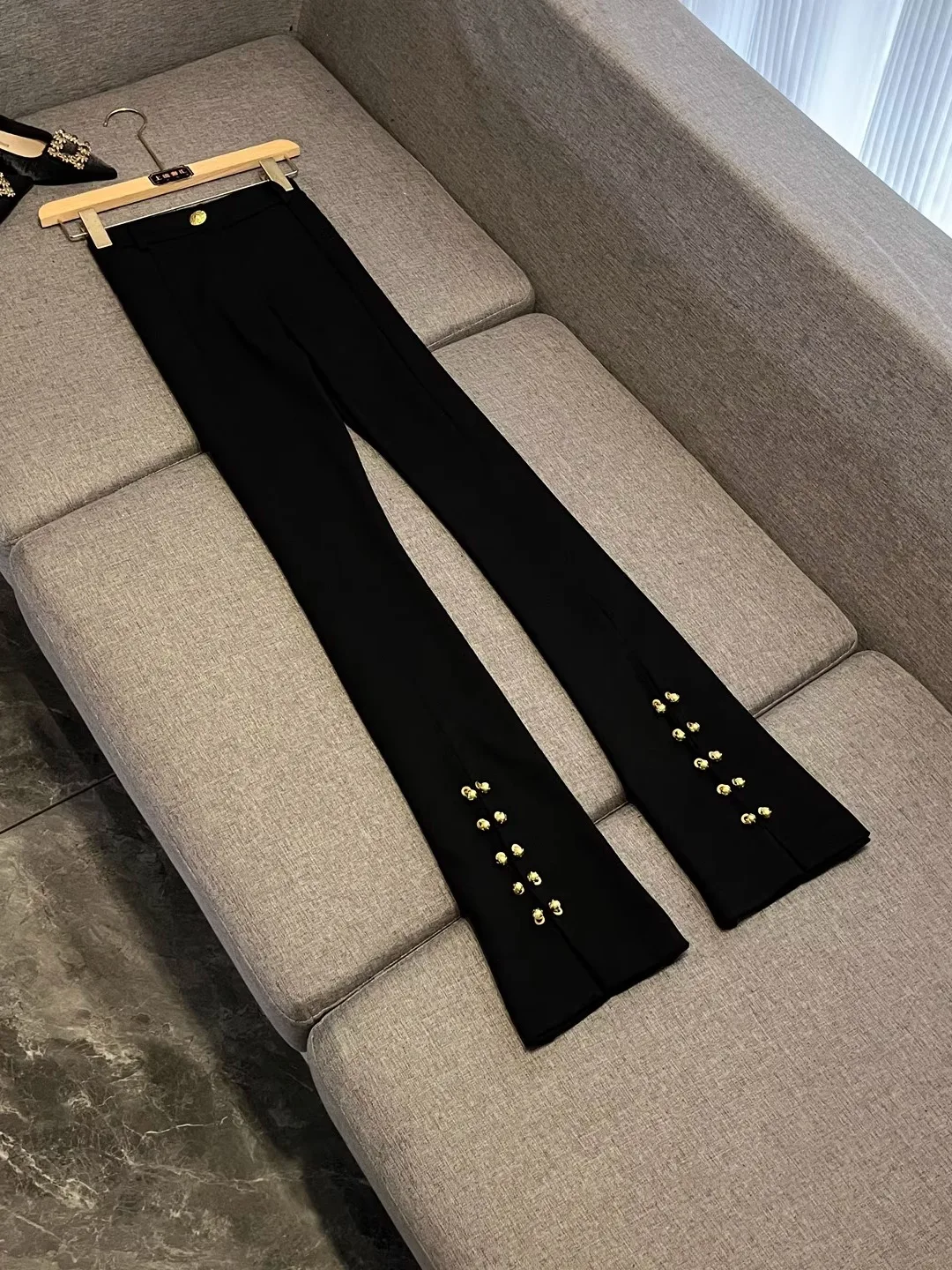 

Брюки Ele Bla Bell Bot, украшенные металлом, утягивающие хлопковые повседневные брюки с высокой талией для мужчин, зима 2025 Faion