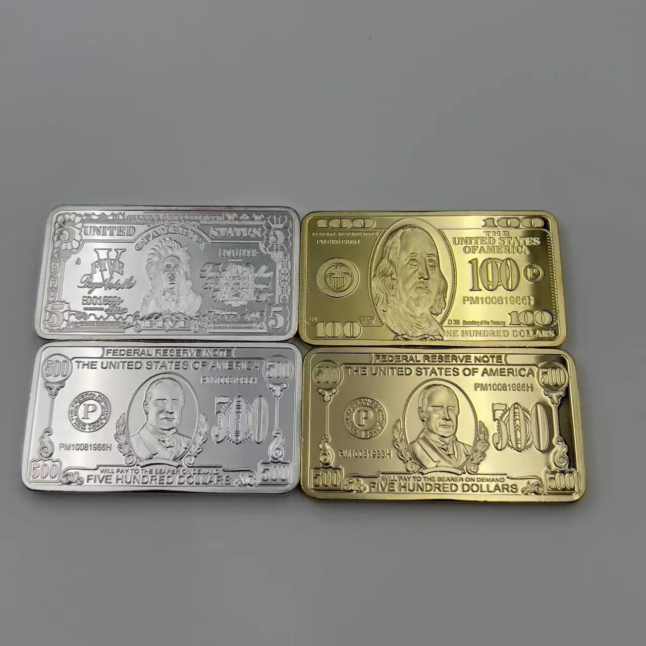 4 Pcs 1 OZ Coin Dollars Four Designs Silver Gold Plated Coin Collectible Bar