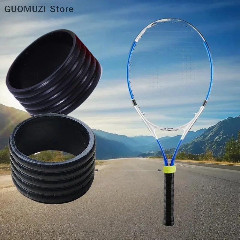 عبوة من 4 قطع، حلقة قبضة مضرب التنس المصنوعة من السيليكون المرن، شريط مطاطي ماص للعرق، ملحقات معدات التنس