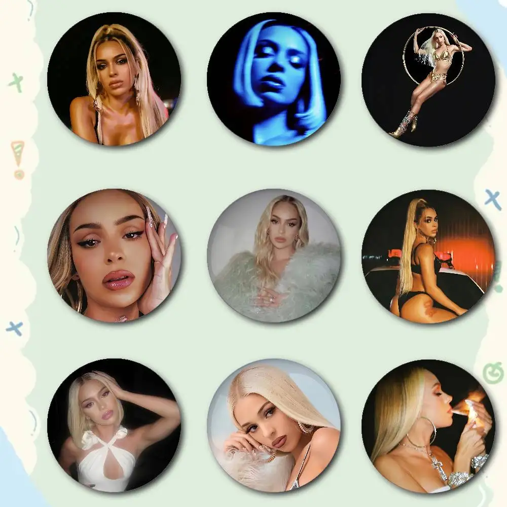 Singer B- Bad G-Gyal LA JOIA Premium Tinplate Round Lapel Pins: Cute Badge Brooches For Shoulder Bag Accessories, Souvenir Gifts