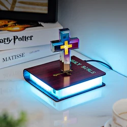 Magnetic Levitating Cross Floating Christian Cross Decorations Maglev UFO Desktop Ornaments LED Cross Night Light