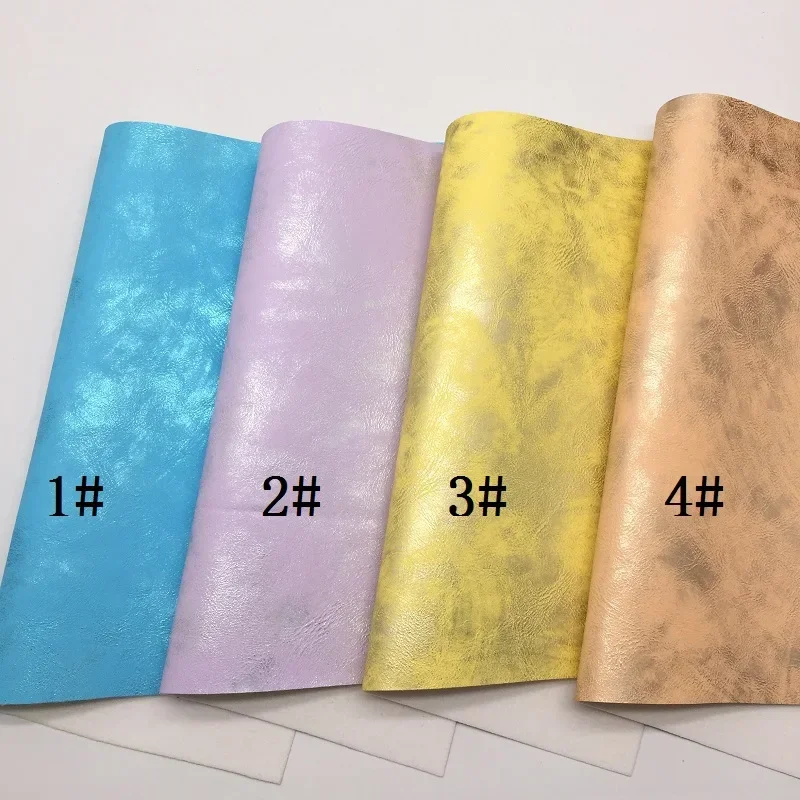 Onefly Wholesales Dropshipping Leather Supplier Metallic Faux Leather Fabric Two Tones Vinly Sheets For Bow DIY  FZ117