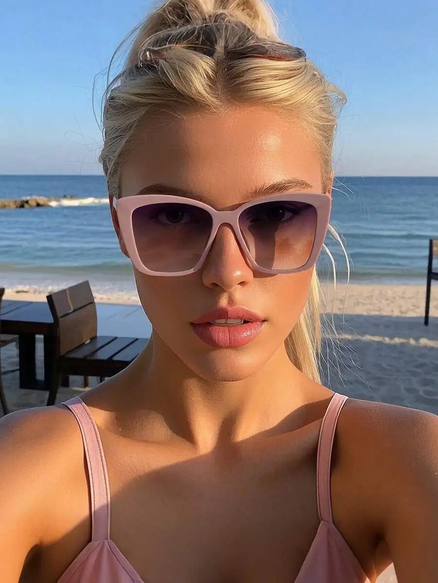 1 Pair Plastic Cat Eye Classic Fashion Glasses, Suitable For Holiday Gifts, Outdoor Leisure Activities, Beach Accessories,