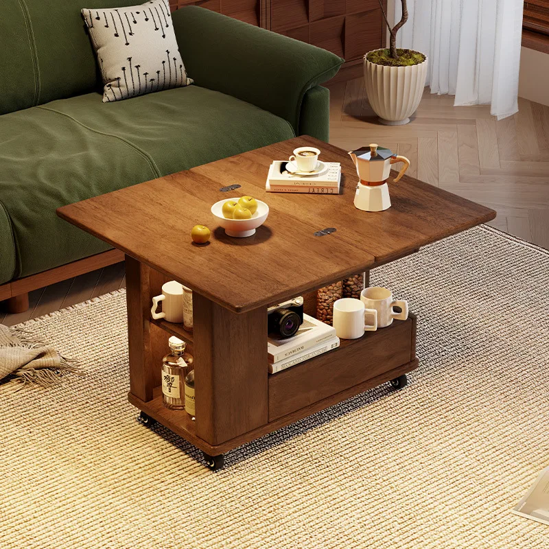 

Coffee table bedroom household small apartment removable side table solid wood foldable table light luxury side cabinet living r