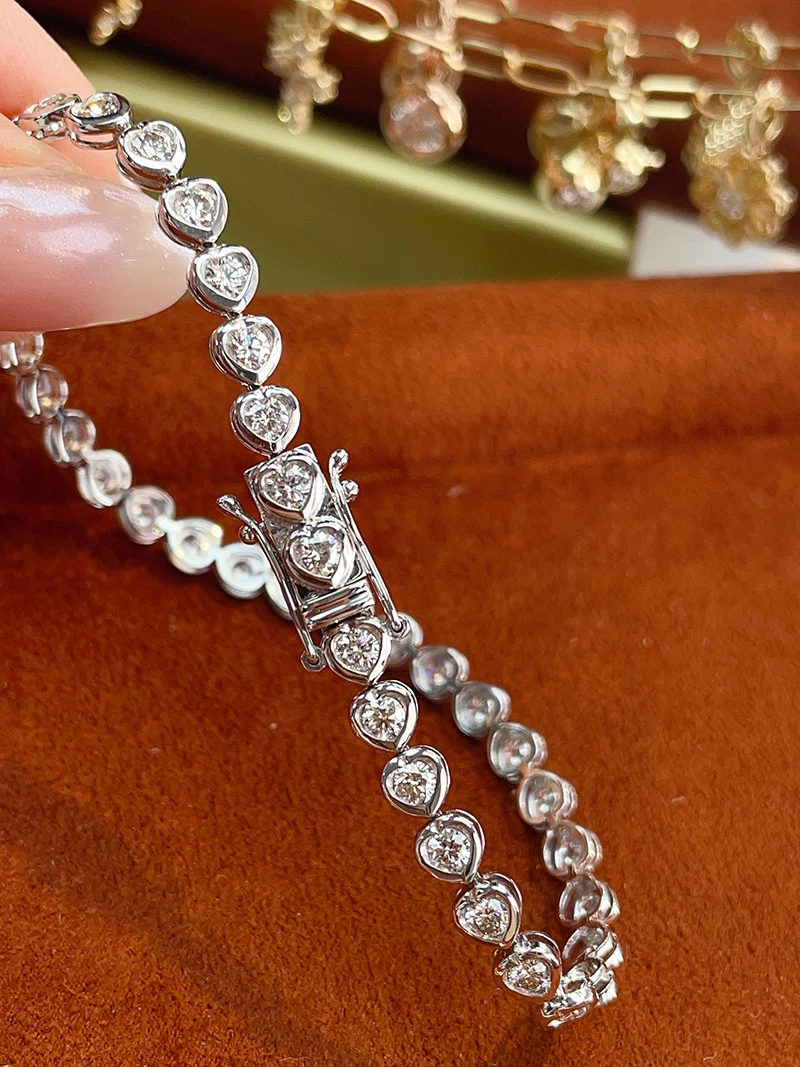 KUGG 100% 18K White/Yellow Gold Bracelet Luxury Design 2.66carat Real Natural Diamond Bracelet for Women High Party Jewelry