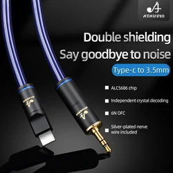 ATAUDIO USB Male Audio Jack AUX Cable Converter for Cellphone PC Car Headphone Type-C To 3.5mm Cable Adapter 3.5 mm Jack