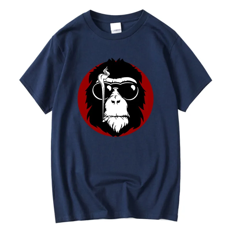 XIN  Men's T-shirt 100% Cotton Funny Monkey Print Top Quality Hand-drawn Customizable Design Casual Fashionable Shirt