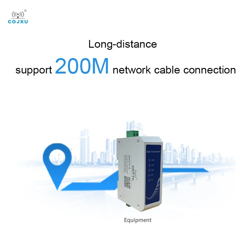 RS485 naar RJ45 Ethernet Seriële Server Rail-Stil Industriestandard DC8~28V Lange afstand 200m Datatransmissie-Transceiver NA111