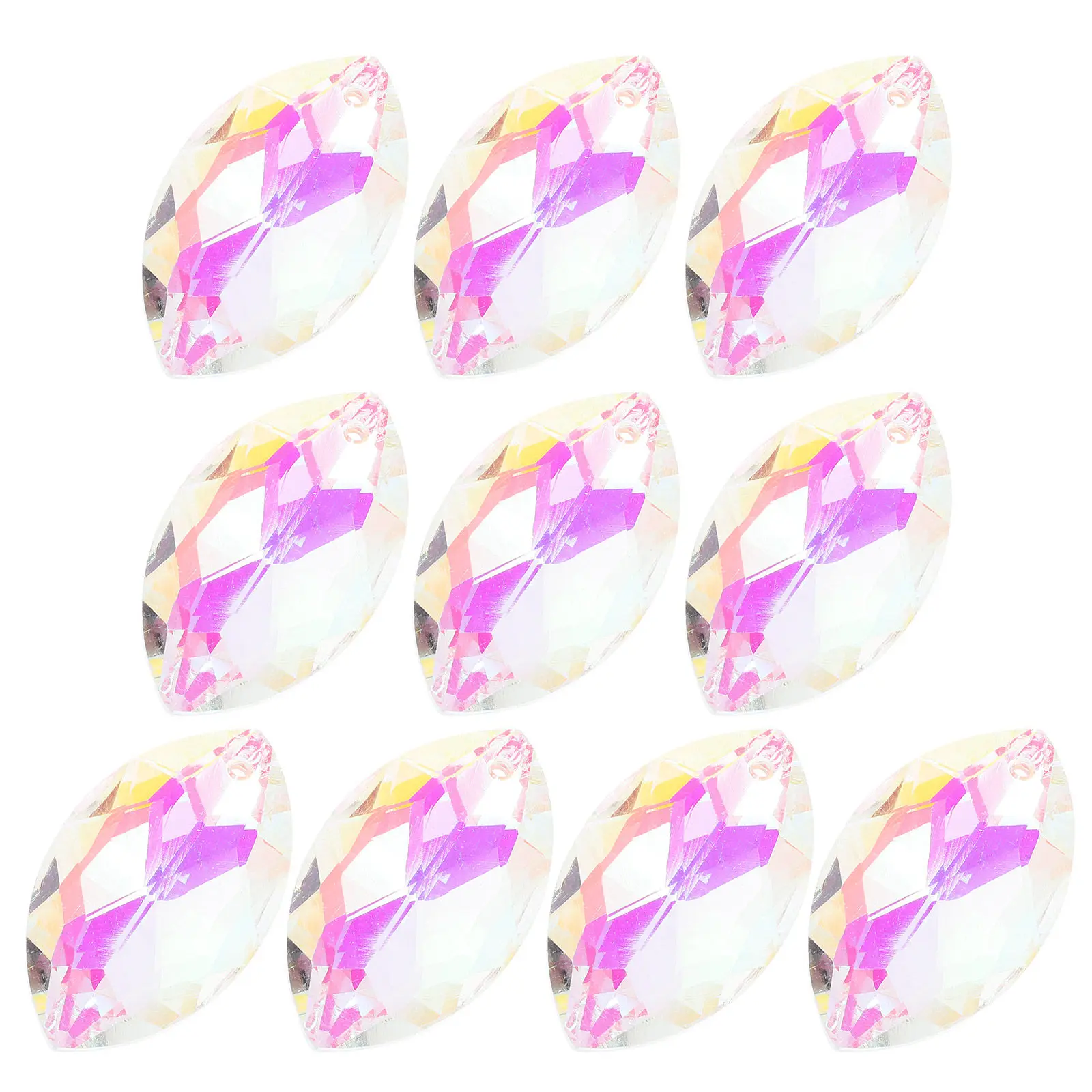 10Pcs Crystal Glass Pendants DIY Shiny Glass Beads Sparkling Curtains Making Beads Earring Making Charm
