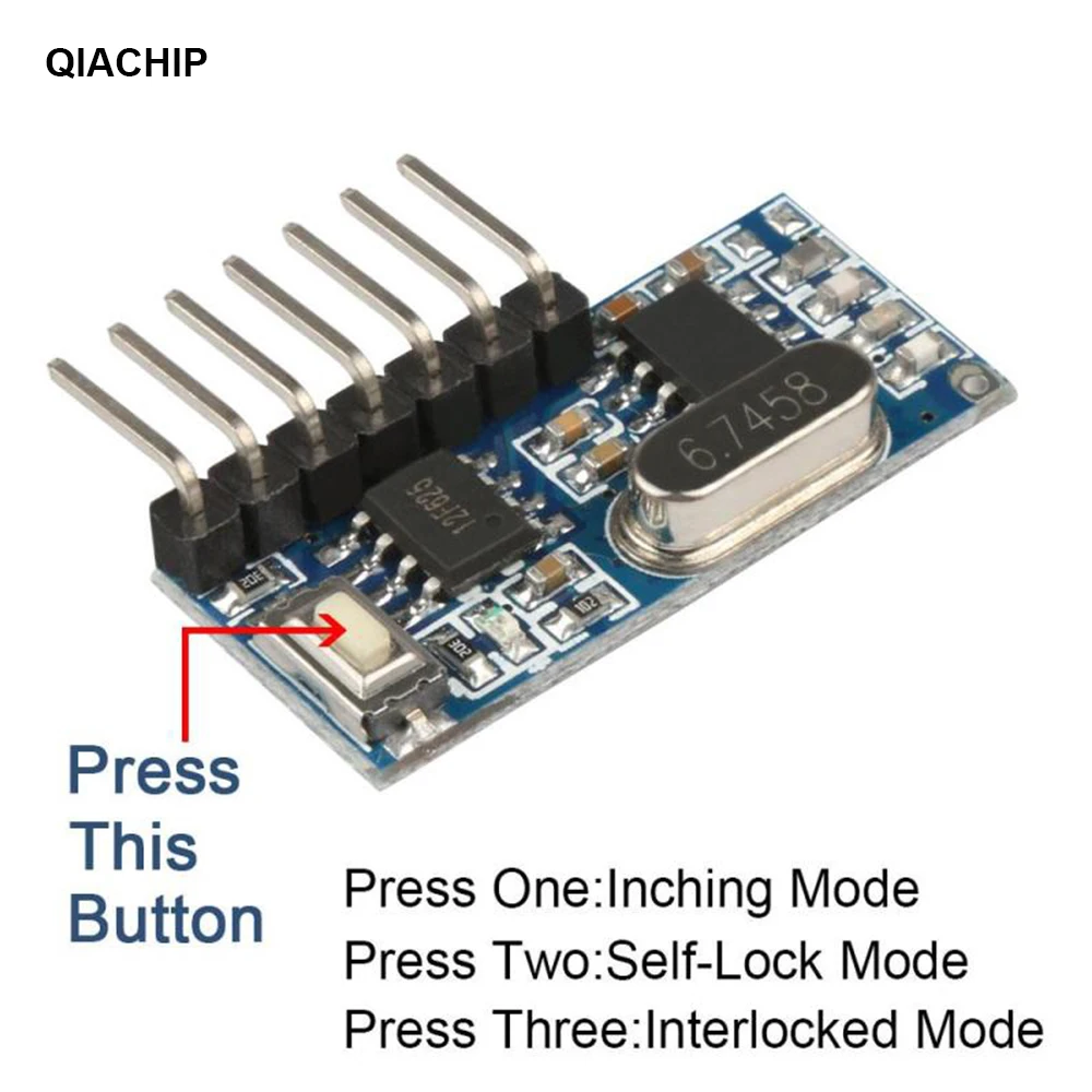 Imagem -04 - Qiachip 100 Peças 433mhz Módulo de Controle Remoto e Recepção com Decodificação sem Fio Módulo de Decodificação Controle Remoto 1527 Aprendizagem