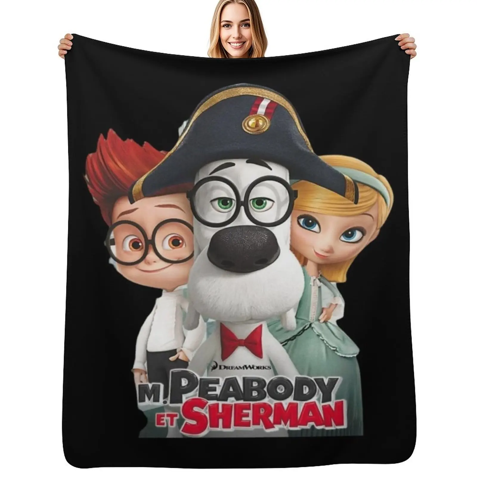

Mr Peabody And Sherman Throw Blanket funny gift Flannel Fabric Plaid on the sofa Soft Blankets