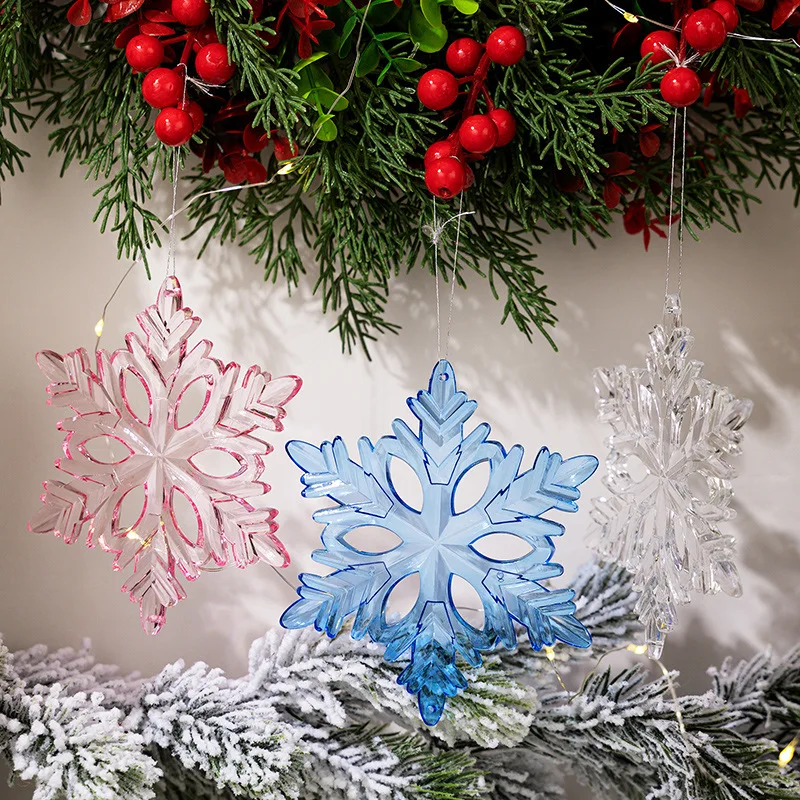 

Christmas Snowflake Pendants Acrylic Transparent Crystal Xmas Tree Hanging Ornaments For Home New Year Navidad 2024 Decoration