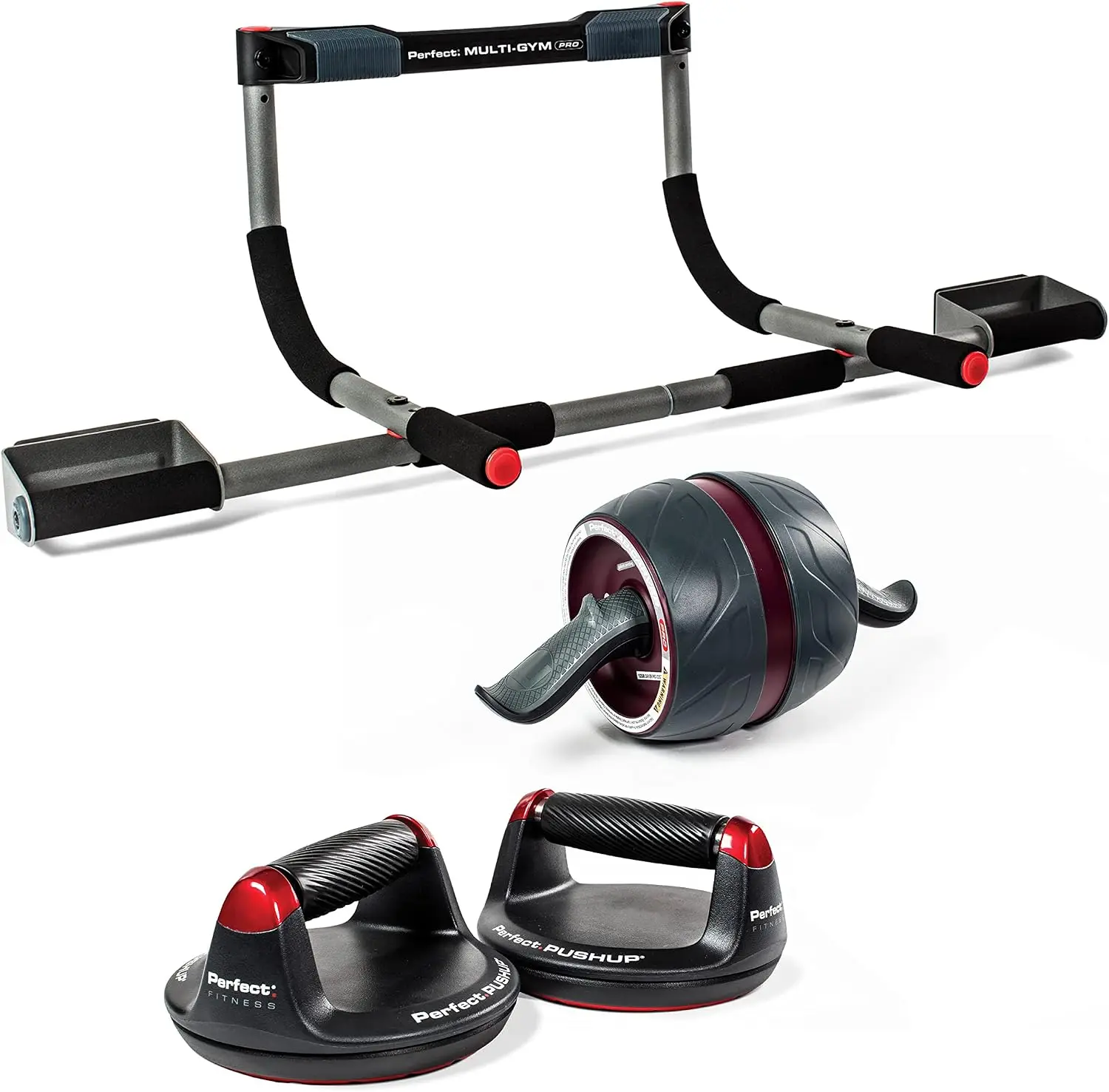 All-In-One Home Gym Set: Pull Up Bar, Pushup Stands & Ab Roller for Full Body Workout