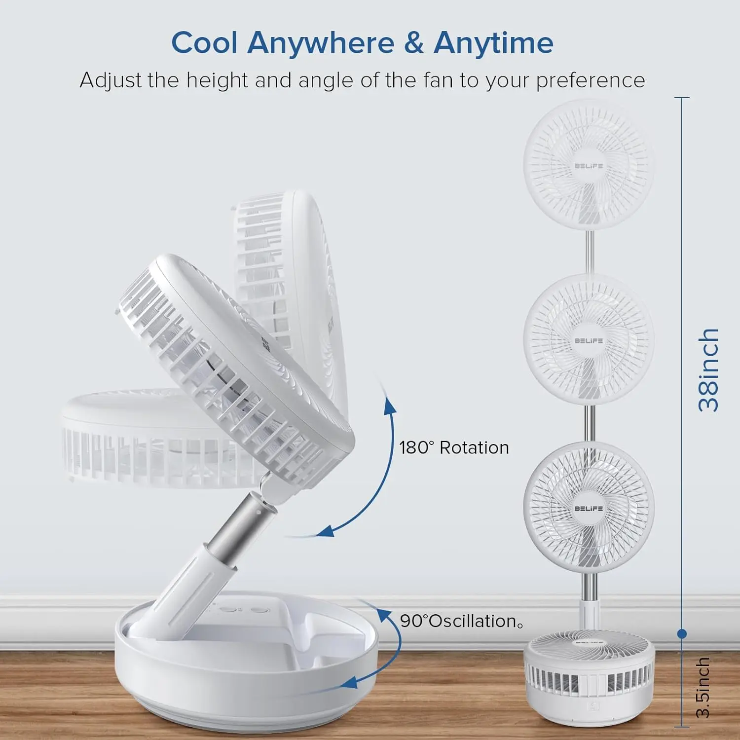 Ventilador portátil X8 inalámbrico, batería de 7200mAh, recargable por USB, control remoto, para el hogar, dormitorio, dormir, oficina, Camping, viajes