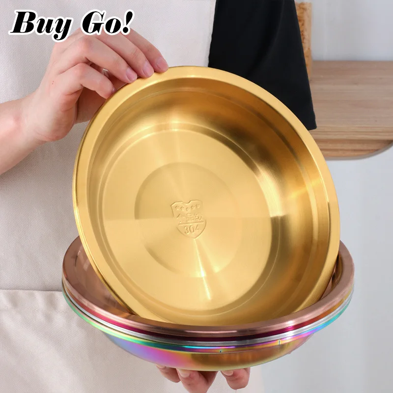 1/2PCS Stainless Steel Food Plates Fish Dinner Plates Metal Fruit Trays Pasta Salad Snack Dessert Dishes Serving Plates Storage