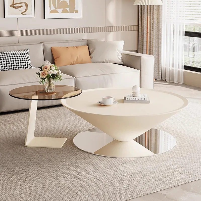 

Aesthetic Italian Coffee Tables Nordic Unique Style Small Round Coffee Tables Classic Glass Top Table Basse De Luxe Furnitures