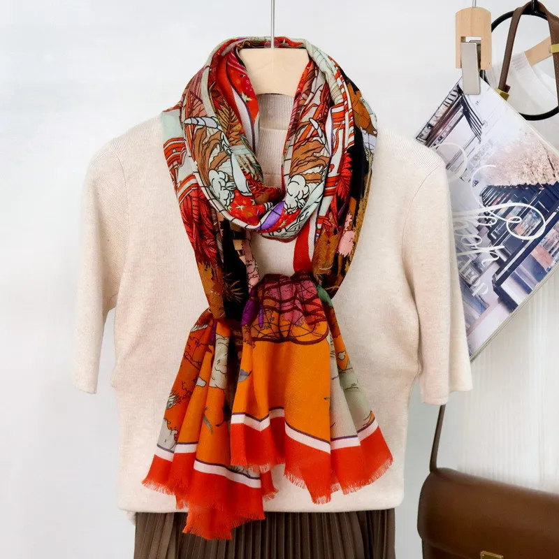Long Tassels Cashmere Red Shawls Luxury Designers Scarf Stole Women Large Pashmina Winter Clothing Hair Accessories 200 100CM view 3