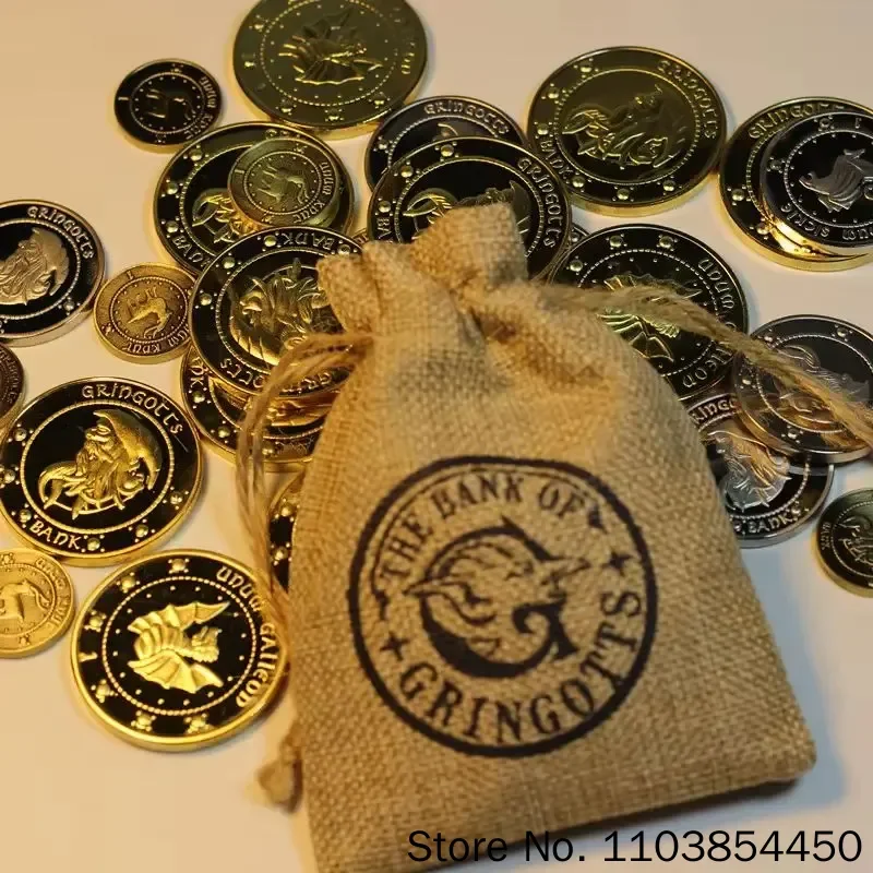 Harries Movie Perimeter Gringotts Commemorative Coin Badge Gold Elf Money Bag Gold Galleon Birthday Gifts Collectibles