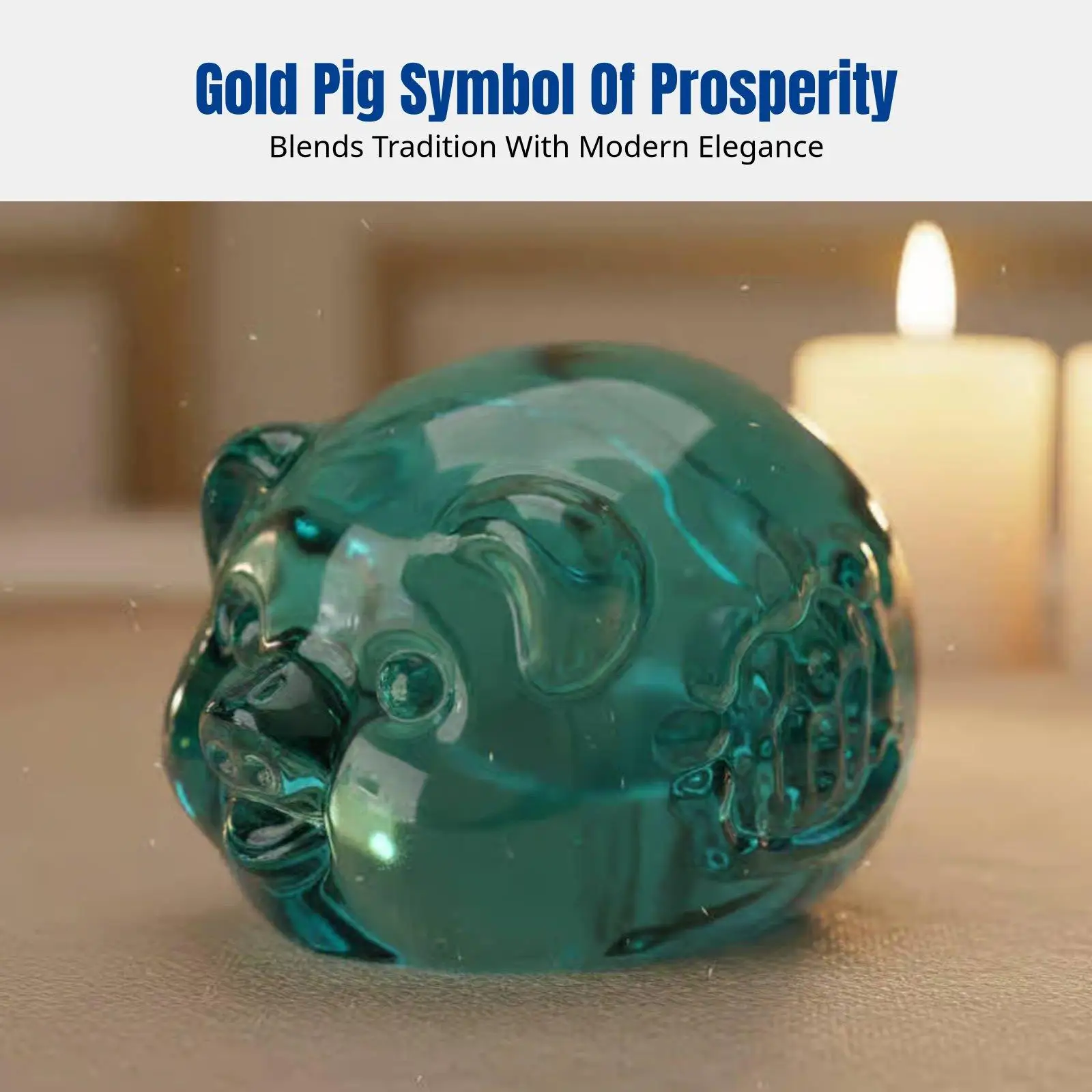 Crystal Pig Sculpture, Zodiac Animal, Handmade Glass Art, Office Decor, Business