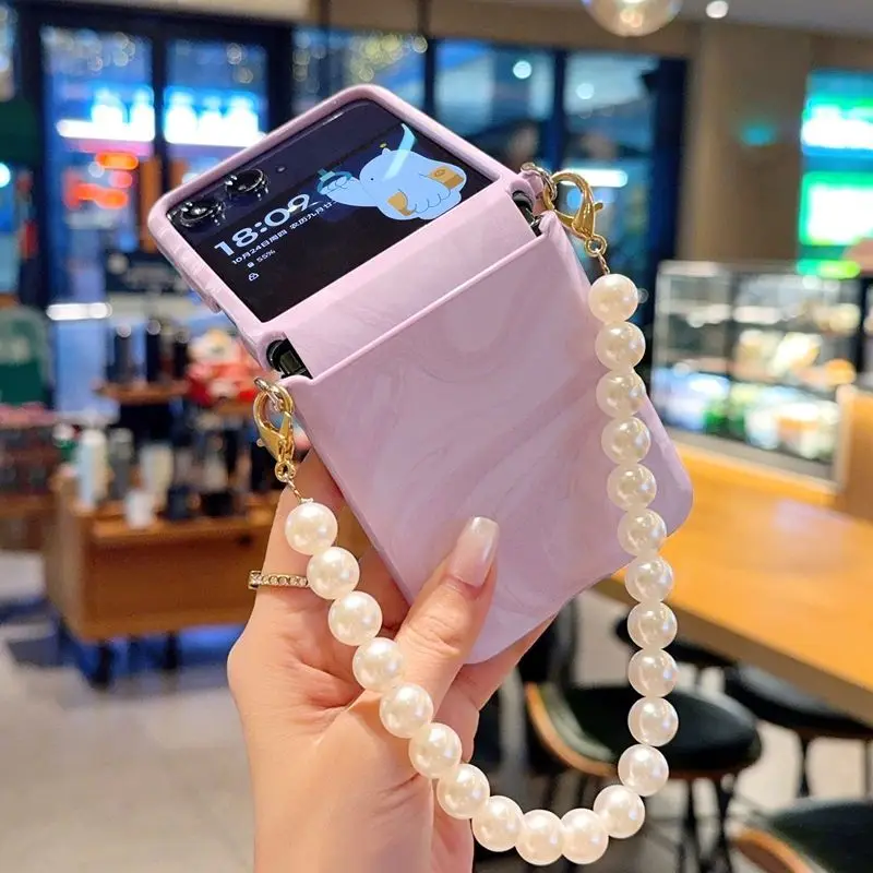 Suitable motorola moto razr 50 60Ultra case Pattern Pearl Bracelet Folding Phone