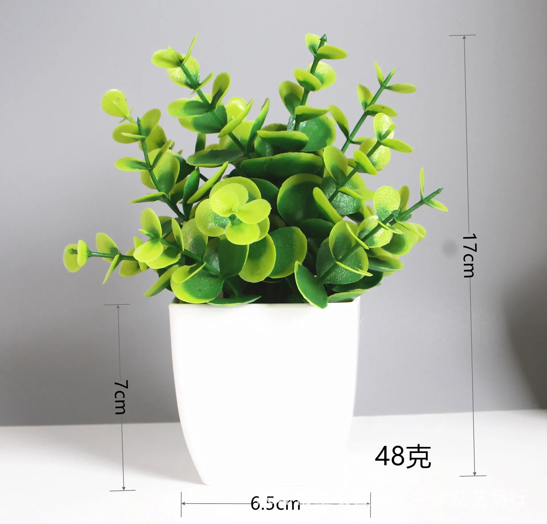 Künstliche Bonsai-grüne gefälschte Pflanze, Eukalyptus-Blume, Topfpflanze für drinnen und draußen, Zuhause, Schlafzimmer, Garten, Dekorationszubehör – Detail 4