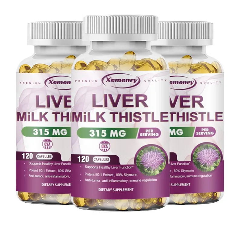 

Milk Thistle Extract Capsules - Improves Liver Function, Supports Fat Metabolism, Antioxidant - 120 Capsules