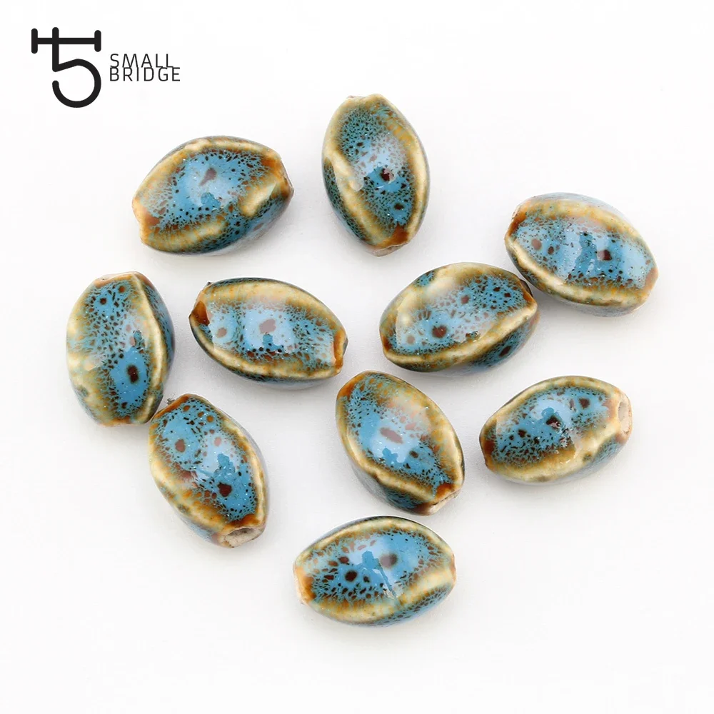 15mm 10pcs Flower Glaze Ceramic Porcelain Beads Jewelry Accessories Diy Bracelet Wholesale Beads For Jewelry Making T101