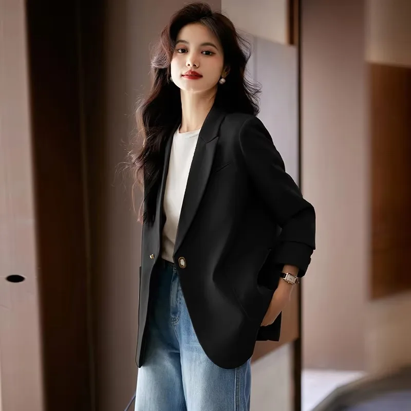 Casual Coffee Color Blazer Women 2025 Autumn Winter New Elegant Long-sleeve Suit Jacket Trendy Female Office Lady Women Blazer