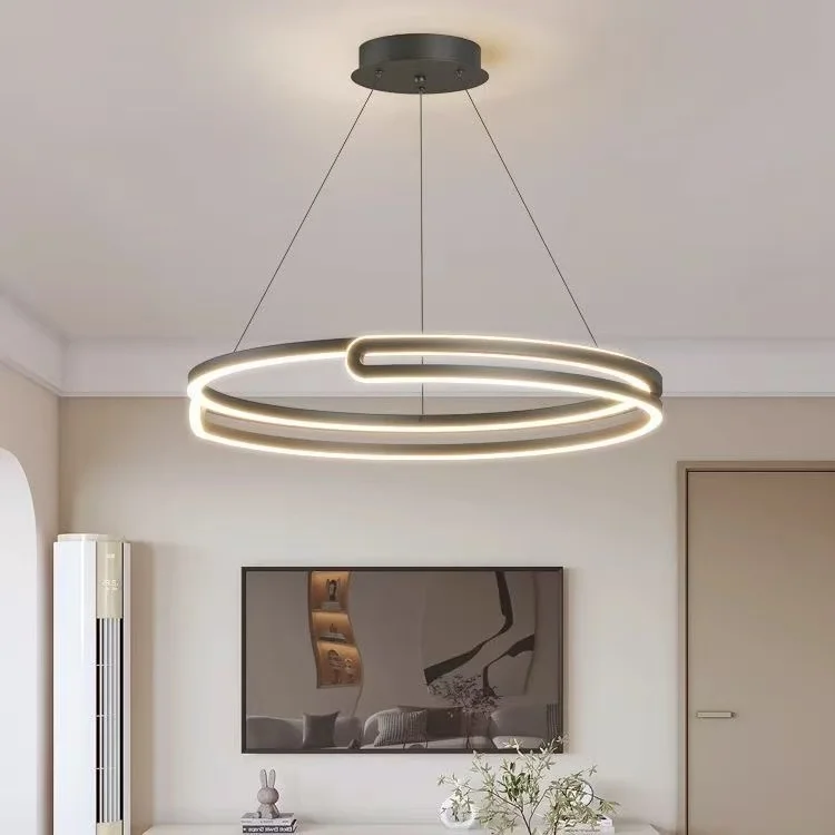 

Modern LED Round Chandelier - Dimmable Ceiling Lamp for Dining Living Bedroom, Surface Mounted Home Lighting Fixtures
