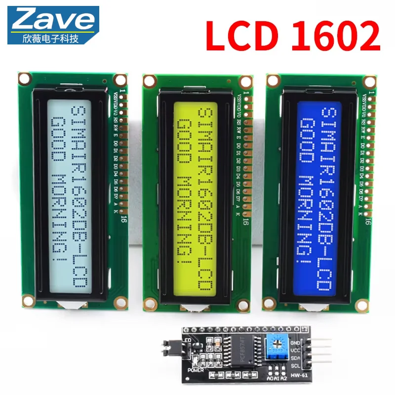LCD1602 1602A LCD Display Module 16x2 Character Blue Yellow Green Gray Screen PCF8574 I2C IIC Interface 5V for Arduino