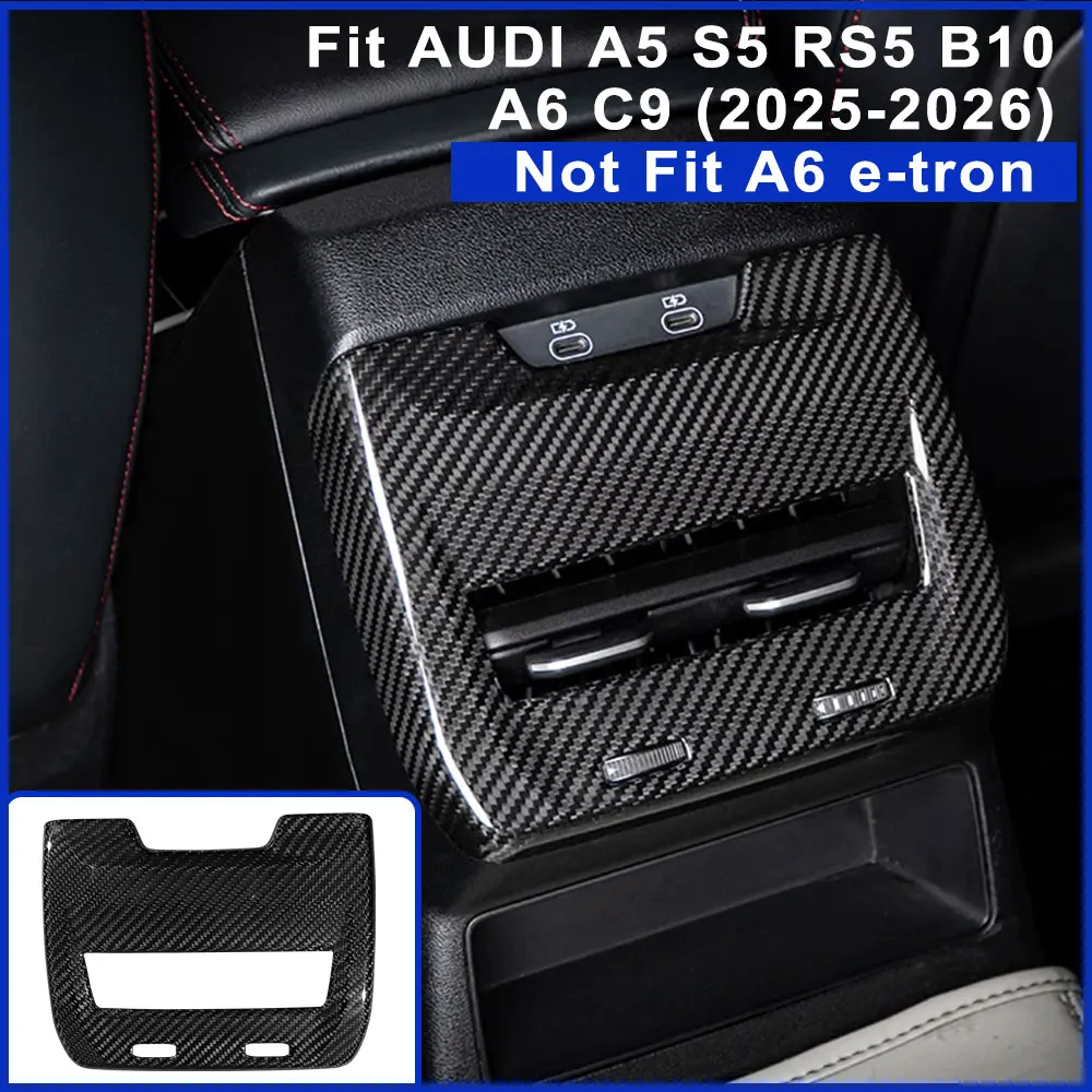 Fit 2025-2026 AUDI A5 S5 RS5 B10 A6 C9 Authentic Dry Carbon Fiber Car Stick On Rear Air Vent Panel Sedan Avant Sportback Allroad