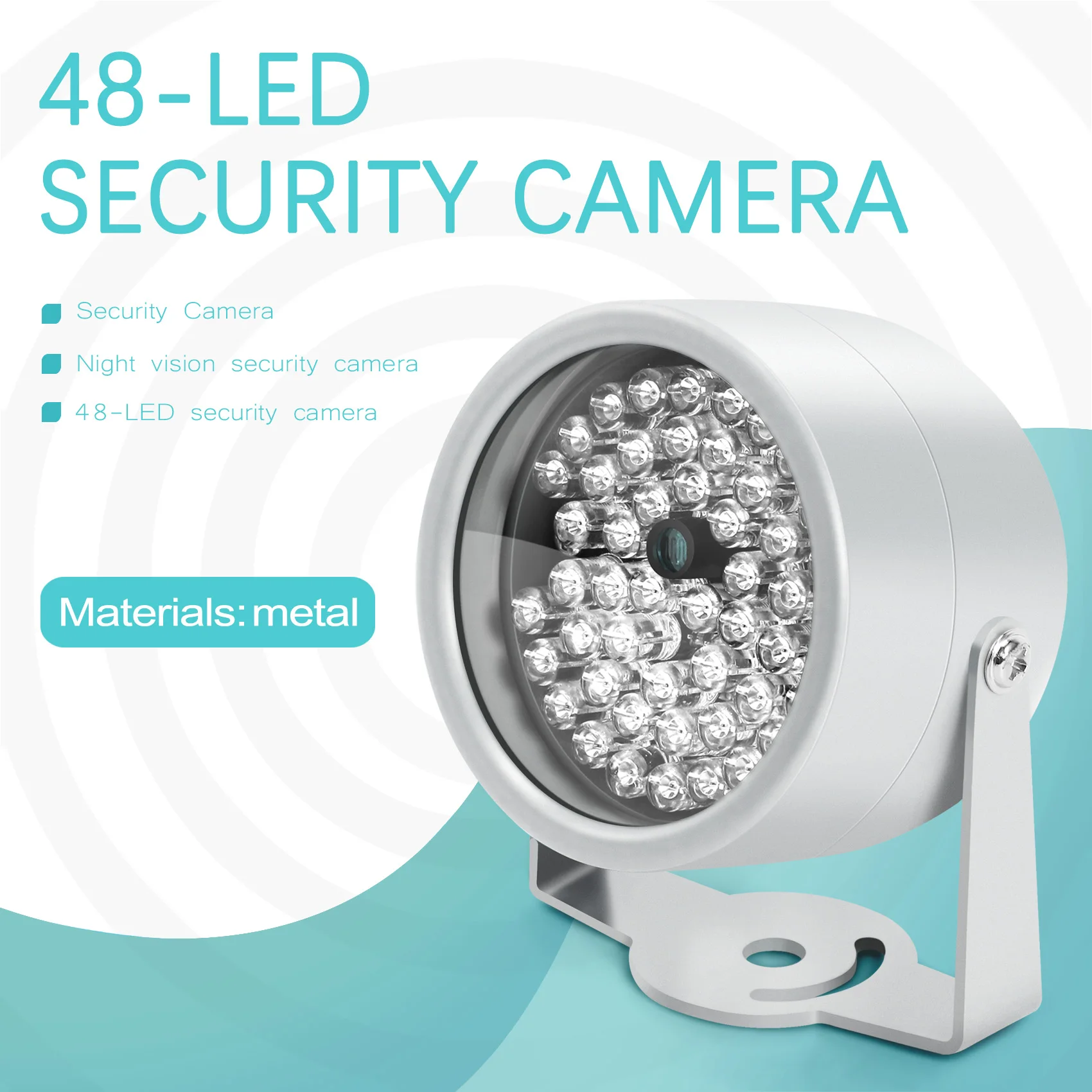 FZFZ 48 LED IR 赤外線ナイトビジョンセキュリティカメラ CCTV カメラ DC12V シルバー