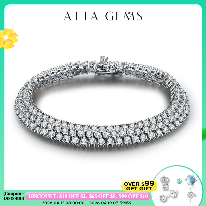 

ATTAGEMS D Color Round Cut 2.5mm Moissanite Bracelet for Women Man White Gold Plated 925 Silver Pass Diamond Tester Bracelets